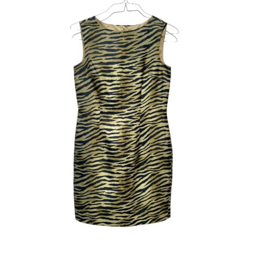 SpencerJeremy 100% silk sheath dress, zebra print 8P